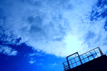 Under the blue sky buildingの写真素材