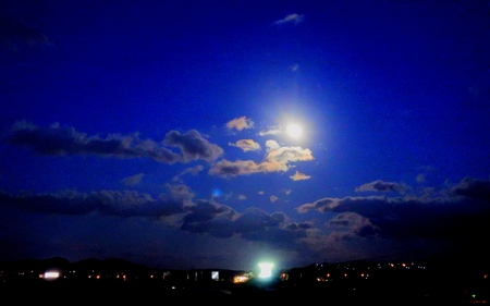 Moon and cloudsの写真素材