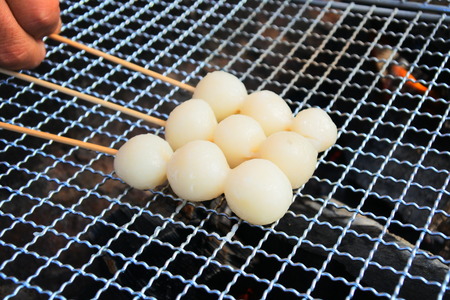 Mitarashi dango in Japaneseの写真素材