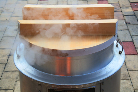 In Japan's traditional cooking stovesの写真素材
