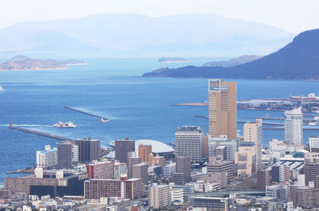 Townscape of Takamatsu City, Kagawa Prefecture, in Shikoku, Japanの写真素材