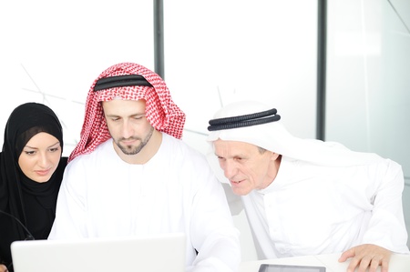 Arabic elderly business with his team at office の写真素材