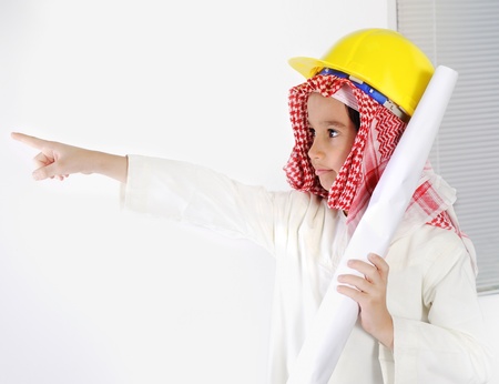 Little cute Arabic child engineerの写真素材
