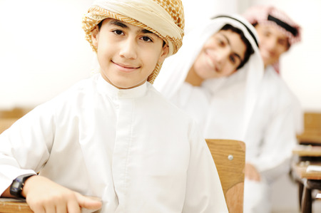 Arabic children in school classroomの写真素材
