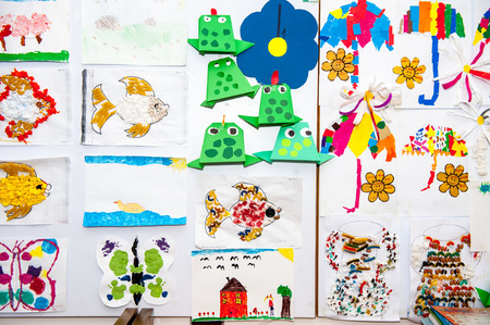 Messy child drawing and painting