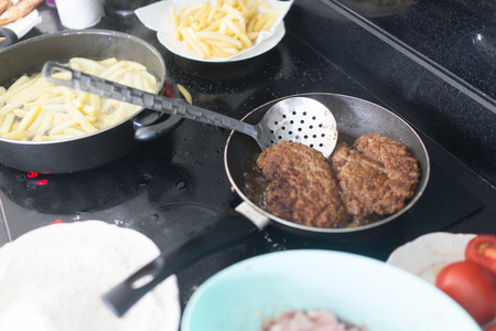 Making lunch at homeの写真素材
