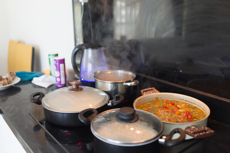 Making lunch at homeの写真素材