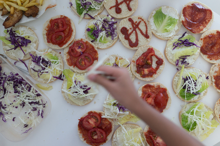 Making burgersの写真素材