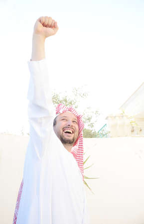 Portrait of Arabic man alone . Young Man