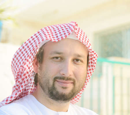 Portrait of Arabic man alone . Young Man