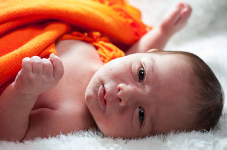 Newborn baby in first week of his lifeの写真素材