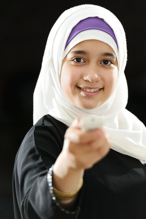 Arabic beautiful girl portrait, high quality photoの写真素材