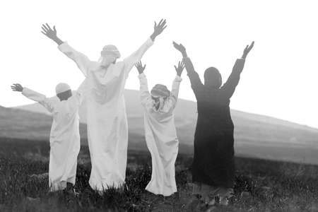 Arabic family in nature , high quality photoの写真素材