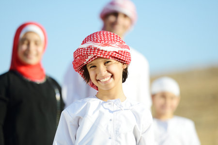 Arabic family in nature , high quality photoの写真素材