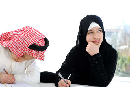 Middle eastern school children at classroomの写真素材