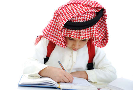 Arabic school boy writingの写真素材