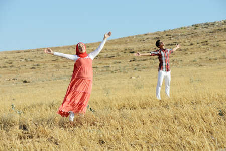 Arabic youth enjoying in natureの写真素材