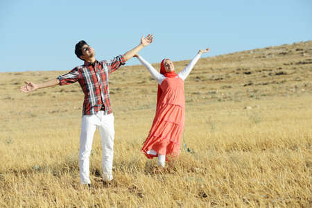 Arabic youth enjoying in natureの写真素材