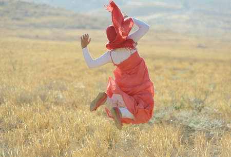 Arabic people enjoying on beautiful fieldの写真素材