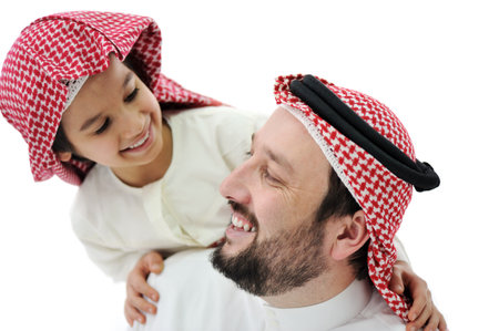 Arabic Muslim father and sonの写真素材