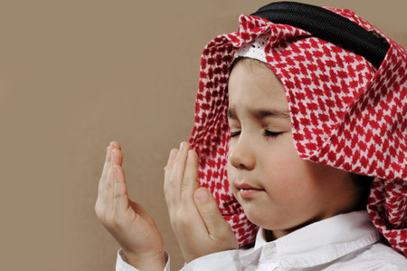 Arabic Kid praying Doaの写真素材