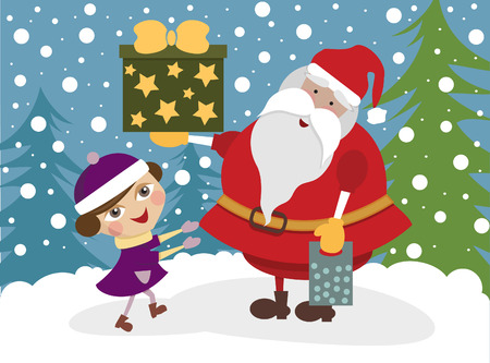 Girl with Santa Clauseのイラスト素材