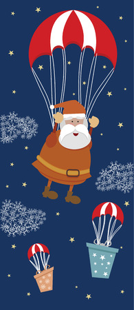 Santa with a parachuteのイラスト素材