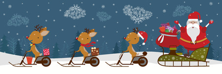 Santa with deersのイラスト素材