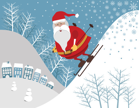 Skiing Santaのイラスト素材