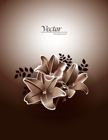 Bouquet of Lily Flowers  Vector Background  のイラスト素材