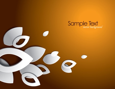 Orange Vector Background with 3D Leaves.のイラスト素材