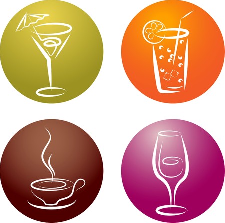 four different beverage icon logosのイラスト素材
