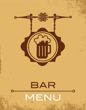 Ancient street signboard of beer house or bar のイラスト素材