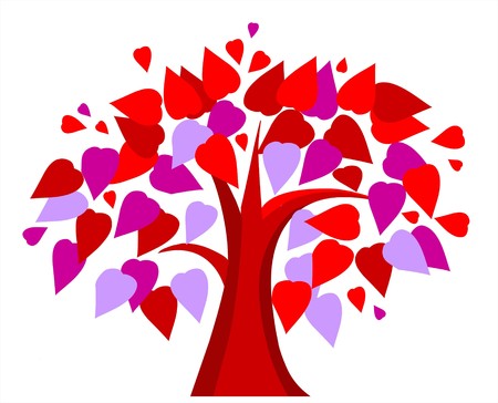 love tree with heart shape leafs on white backgroundのイラスト素材