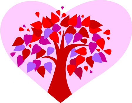 love tree on pink heart backgroundのイラスト素材