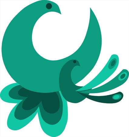 decorative birds with beautiful shaped tailsのイラスト素材