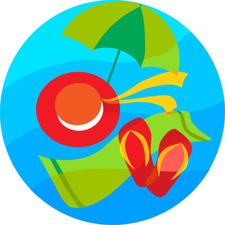 summer icons of blue sea backgroundのイラスト素材