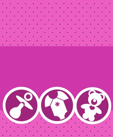 newborn baby girl card with baby accessories , vector illustrationのイラスト素材