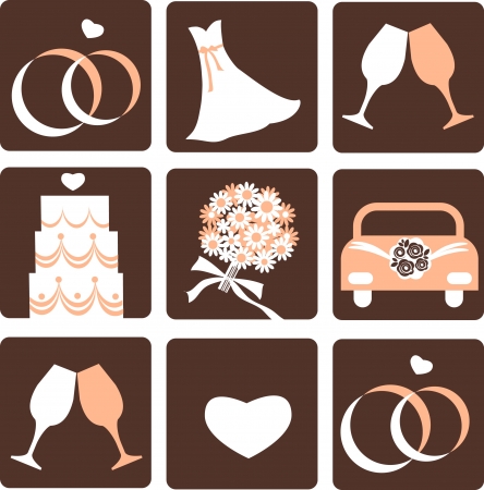 gentle nine wedding icons, vector illustration 4のイラスト素材