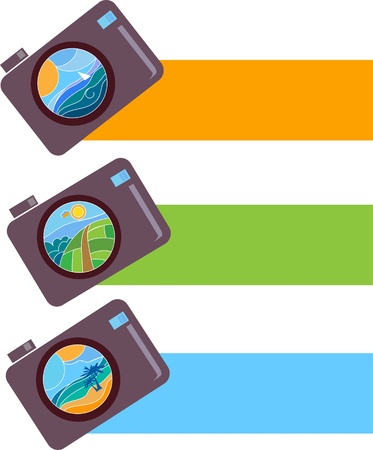 camera taking different photos, vector illustration 2のイラスト素材