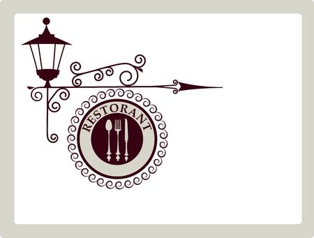 antique street sign of restaurant or barのイラスト素材