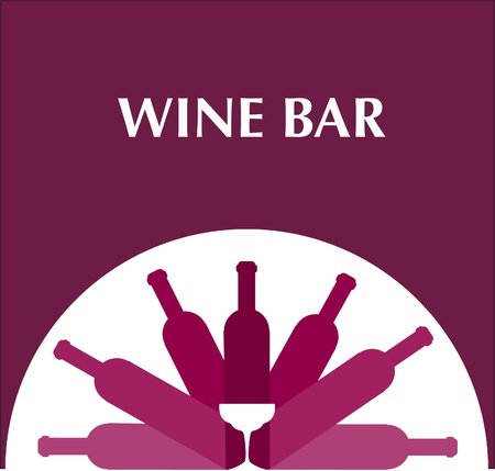 bar menu template with bottles and wine glasses , on pink backgroundのイラスト素材