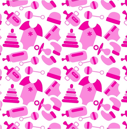 babies accessories pattern , newborn girl card templateのイラスト素材