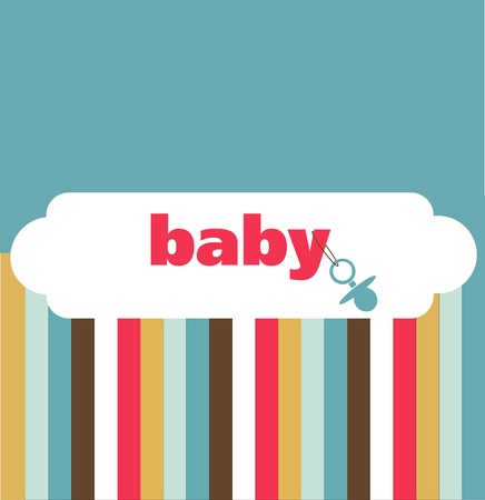 retro newborn baby card, vector illustrationのイラスト素材
