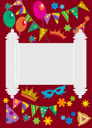 Purim background with Torah in the midle のイラスト素材