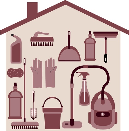 house set with furnitures and elctronicsのイラスト素材