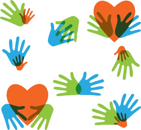 Hands and Love abstract icons collection isolated on white のイラスト素材