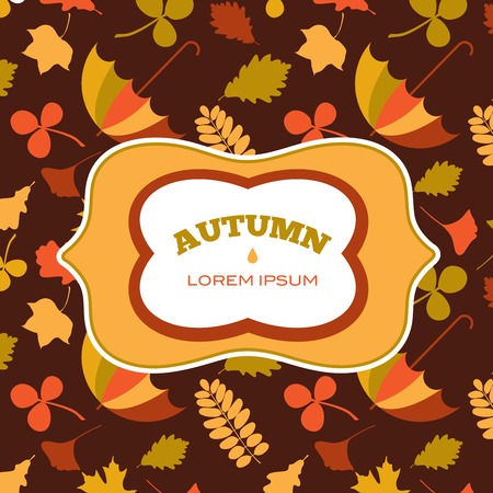 autumn seamless pattern with seasonal leafs and objects. illustrationのイラスト素材