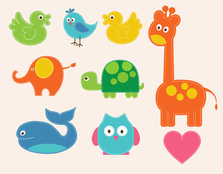 Vector colorful animals set  for kids. illustrationのイラスト素材