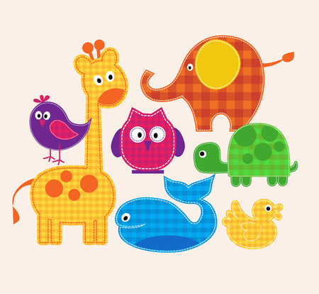 Vector colorful animals set  for kids. illustrationのイラスト素材